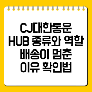 CJ대한통운 HUB 종류와 역할 총정리, 배송이 멈춘 이유 확인법