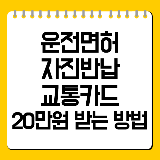 운전면허 자진반납 교통카드 20만원 받는 방법