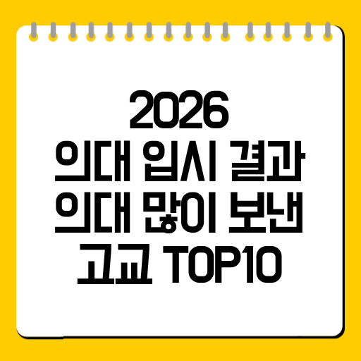 2026 의대 입시 결과, 의대 많이 보낸 고교 TOP10