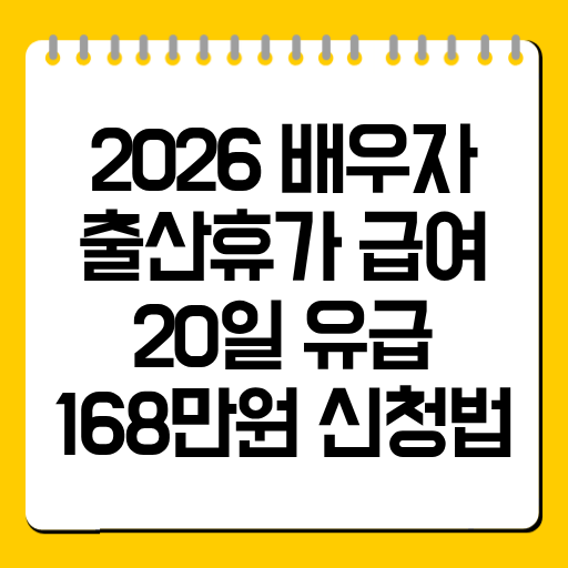2026 배우자 출산휴가 급여｜20일 유급·168만원 신청법