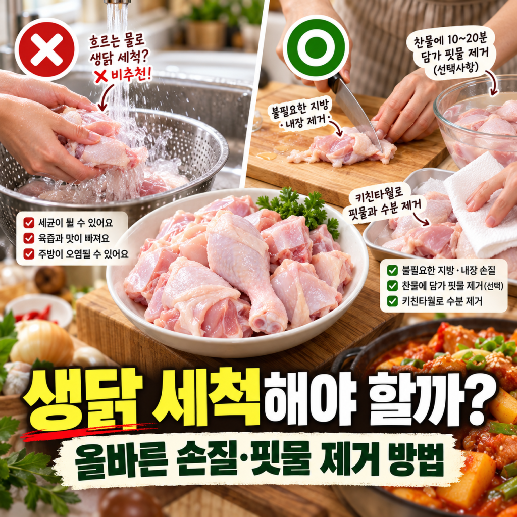 닭도리탕 생닭 세척해야 할까? 올바른 손질·핏물 제거 방법