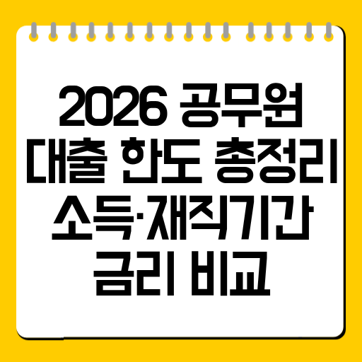 2026 공무원 대출 한도 총정리｜소득·재직기간·금리 비교