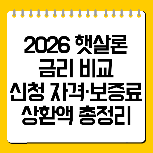 2026 햇살론 금리 비교|신청 자격·보증료·상환액 총정리